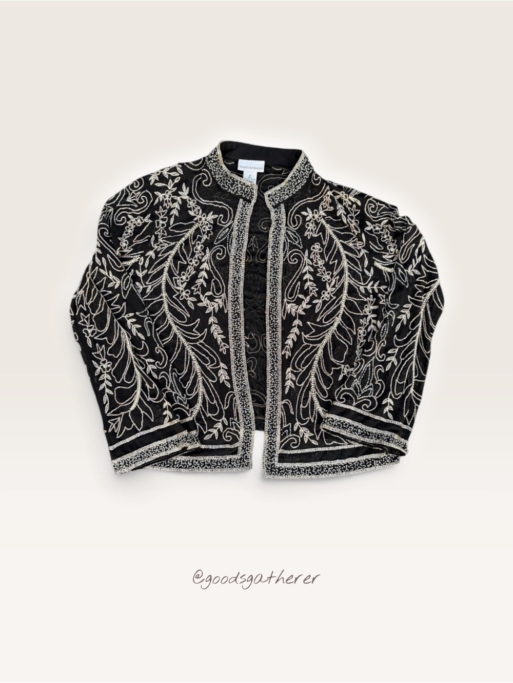VINTAGE Draper’s & Damon’s XL Beaded Embroidered Evening Jacket Black